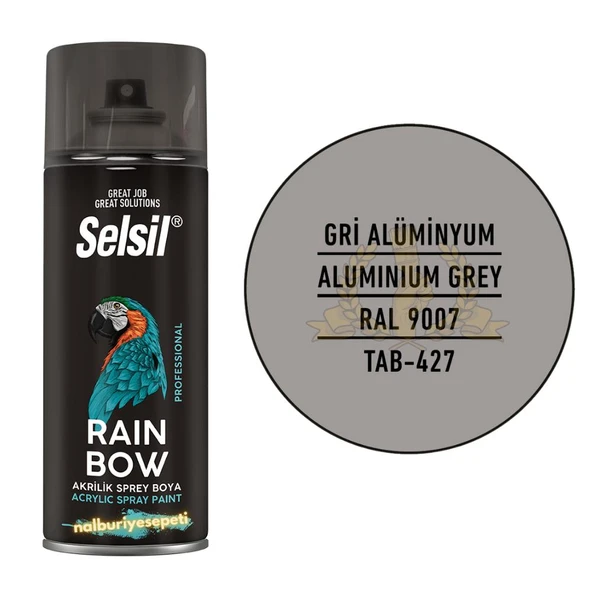Selsil Rainbow Akrilik Sprey Boya GRİ ALÜMİNYUM 400 ml. - RAL9007 ürün görseli 1