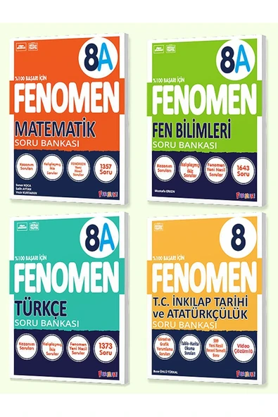 Fenomen Yayıncılık Fenomen 8. Sınıf 4'lü Set 2025 (MatematikA, FenA, Türkçe, İnkılap Tarihi ve Atatürkçülük) ürün görseli 1