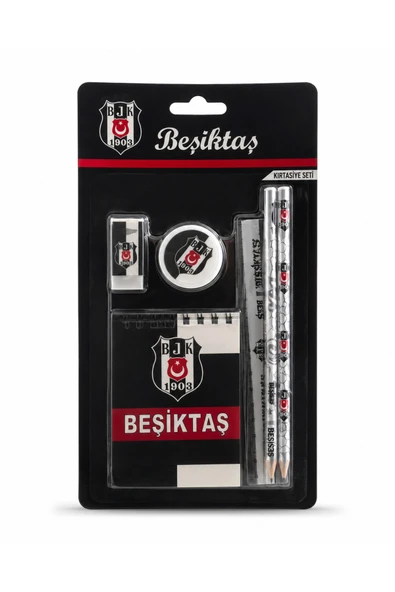 Beşiktaş Desenli Okul Kırtasiye Seti Kalem Silgi Kalemtıraş Cetvel ürün görseli 1