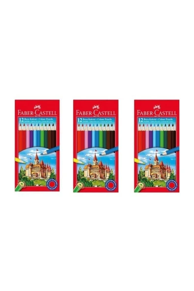 Faber Castell Karton Kutu Boya Kalemi 12 Renk Tam Boy 3 Adet ürün görseli 1
