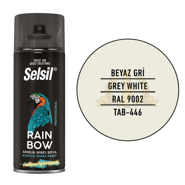 Selsil Rainbow Akrilik Sprey Boya BEYAZ GRİ 400 ml. - RAL9002 ürün görseli 1