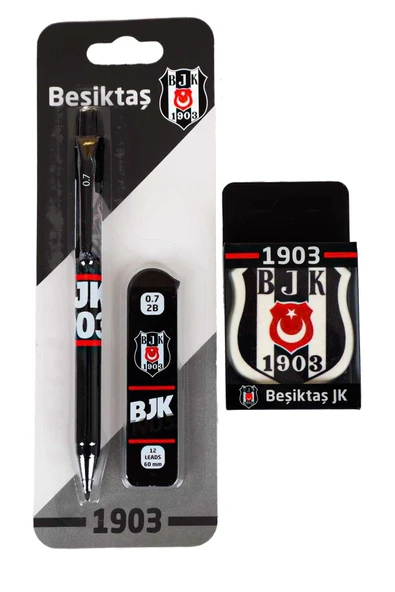 Beşiktaş LİSANSLI VERSATİL UÇLU KALEM , 0.7 MM UÇ VE SİLGİ SETİ ürün görseli 1