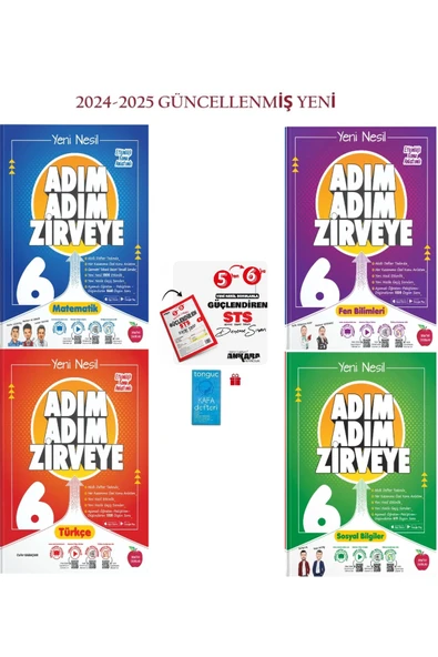 Newton Yayınları 6. Sınıf Adım Adım Zirveye 4'lü Soru Bankası Seti ve 5'ten 6'ya Sts+Kafa Defteri Yeni 2024-2025 ürün görseli 1
