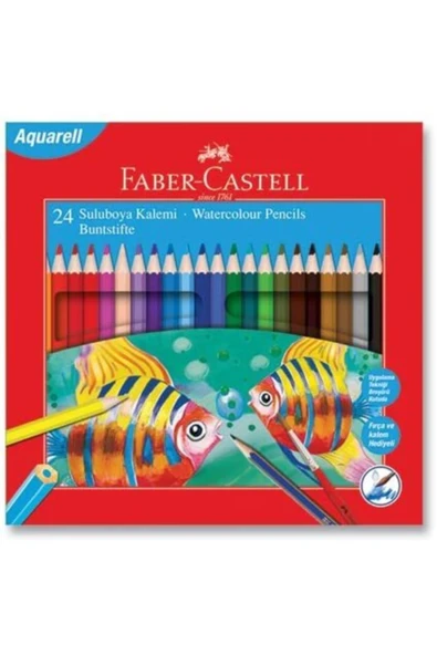 Faber Castell Karton Kutu Aquarell Boya Kalemi 24 Renk ürün görseli 1