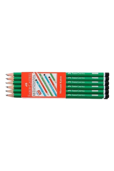 Faber Castell Köşeli Mercanlı Yeşil Kurşun Kalem 12'li HB Uç, Kırılmaya Dayanıklı, İz Bırakmadan Silinir ürün görseli 1