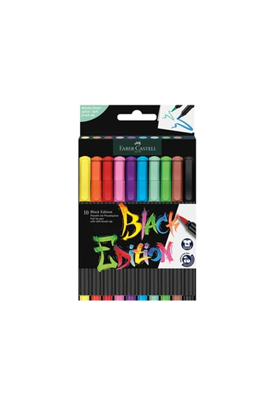Faber Castell Faber-Castell Keçeli Kalem Black Edition Fırça Uç 10 Renk ürün görseli 1