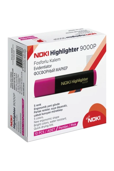 Noki Fosforlu Kalem Pembe 10 Lu 9000p (1 Paket 10 Adet) ürün görseli 1