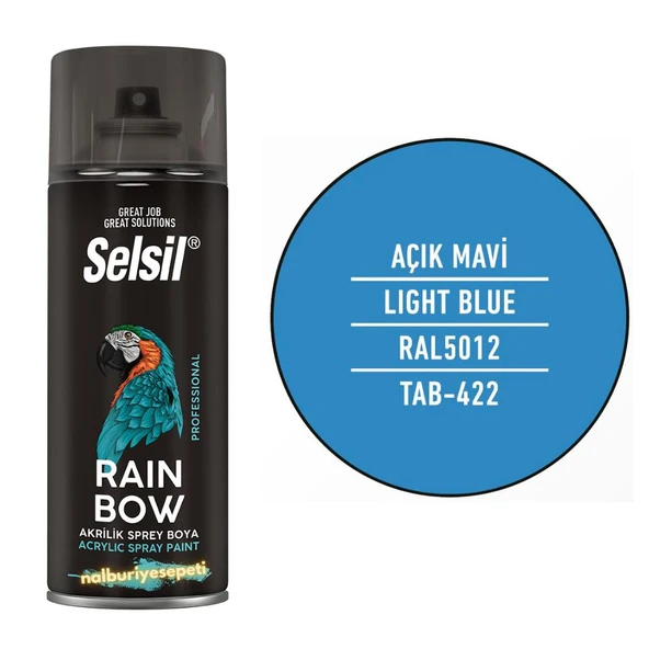 Selsil Rainbow Akrilik Sprey Boya AÇIK MAVİ 400 ml. - RAL5012 ürün görseli 1