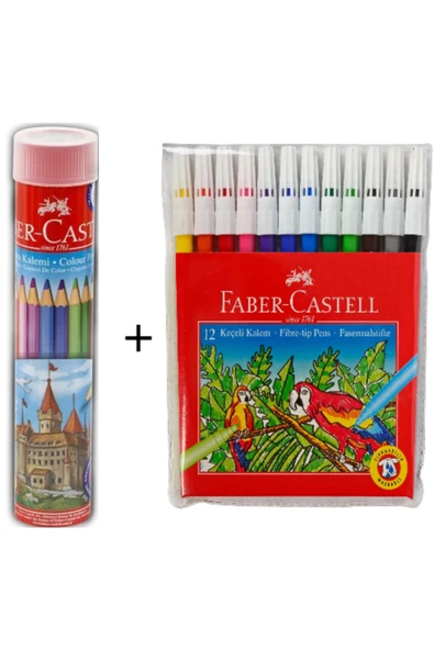 Faber Castell 12 Li Tüp Kuru Boya + 12 Renk Keçeli Kalem ürün görseli 1