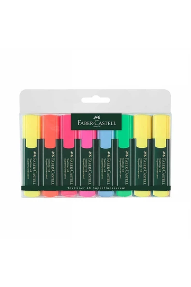Faber Castell Textmarker 1548 Fosforlu Kalem 8'li ürün görseli 1