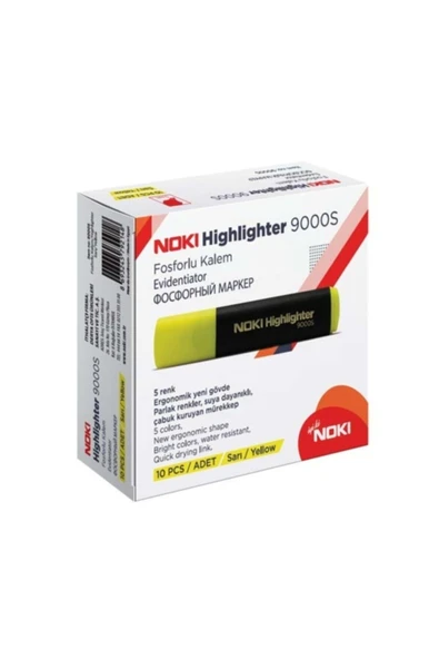 Noki 9000s Sarı Fosforlu Kalem 10 Adet ürün görseli 1