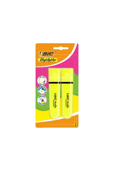 Bic Flat Fosforlu Kalem 2 Li Sarı 517920 ürün görseli 1