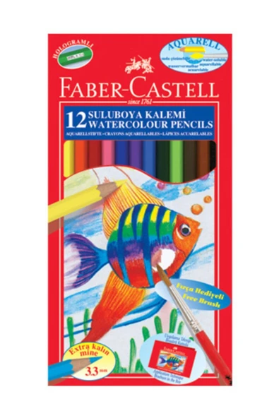 Faber Castell Su Bazlı Aquarell Kuru Sulu Boya Kalemi 12'li ürün görseli 1