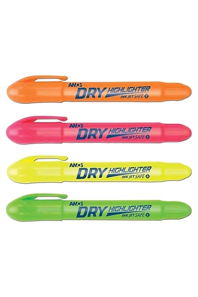Amos Dry Highlighter Jel Fosforlu Kalem - 4 Lü Set ürün görseli 1