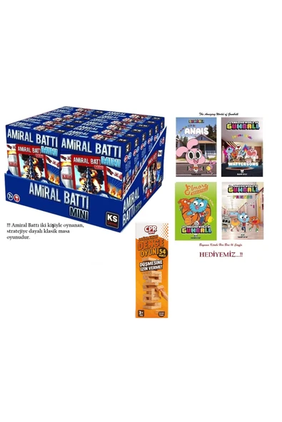 Ks Games Amiral Battı Mini Masa Oyunu ve 54 Parça Doğal Ahşap Denge Oyunu İle 4 Adet 16 Syflık Boyama Kitabı ürün görseli 1