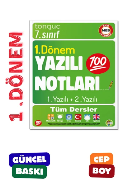 Tonguç Yayınları 7. Sınıf Yazılı Notları 1. Dönem 1 Ve 2. Yazılı ürün görseli 1