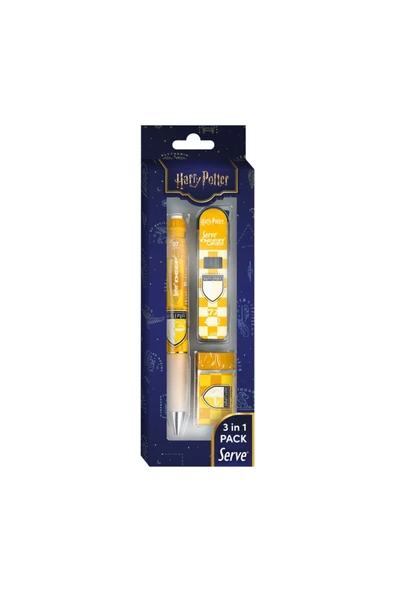 Serve Deep Harry Potter Temalı Damalı 3in1 Kalem Seti 0,7mm Mekanik Kurşun Kalem & Silgi & Huffl ürün görseli 1