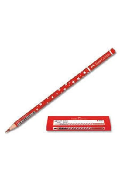 Faber Castell Faber Yıldız Desenli Kırmızı Renkli Silgili Kurşun Kalem 3 Adet ürün görseli 1