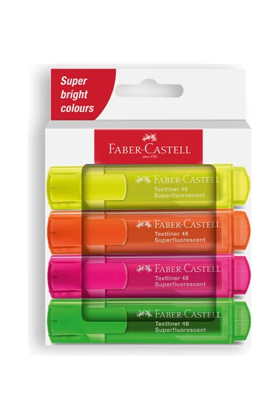 Faber Castell Faber-Castell Fosforlu Kalem 4 Renk Şeffaf Gövde 5030254644000 ürün görseli 1