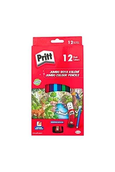 Pritt KURU BOYA JUMBO ÜÇGEN UZUN 12 RENK 1219733 ürün görseli 1