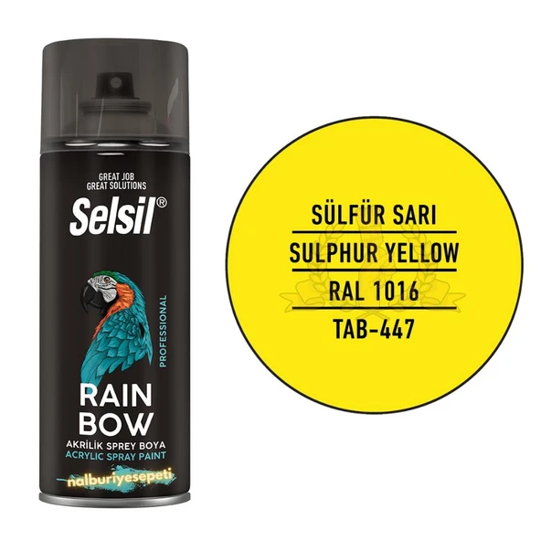 Selsil Rainbow Akrilik Sprey Boya SÜLFÜR SARISI 400 ml. - RAL1016 ürün görseli 1