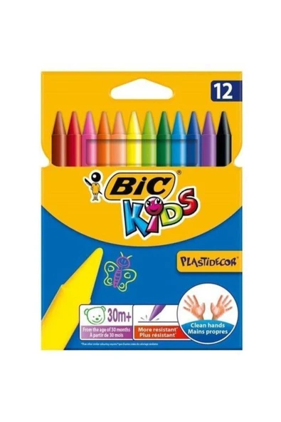 Bic Kids Plastidecor Pastel Boya Kalemi 12 Renk Mum Boya ürün görseli 1