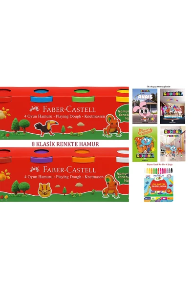 Faber Castell 4'lü 2 Adet 8 Renk Klasik Renk Oyun Hamuru ve The Gumball 16 Syf 4 Adet Boyama ürün görseli 1