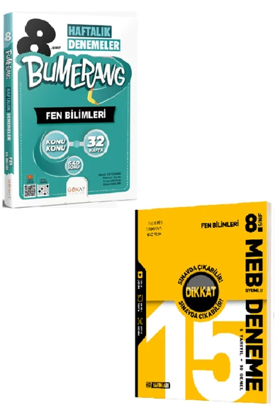 Günay Yayınları 8. Sınıf Bumerang Fen Bilimleri 32 Haftalık Deneme + Hız Yayınları 15 li Deneme ürün görseli 1