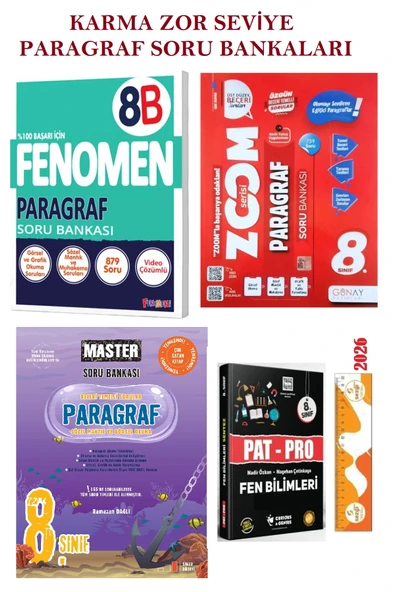 Fenomen Yayıncılık Fenomen 8 Paragraf B Soru Bankası-Okyanus 8. Sınıf Master Paragraf Soru ve Günay Zoom Paragraf Soru Bankası Seti ürün görseli 1