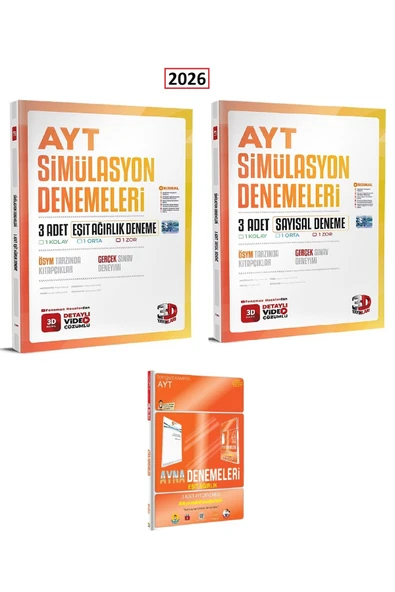 3D Yayınları AYT 3D Sayısal ve Eşit Ağırlık 3'lü Simülasyon Denemesi İle Ayt Ayna Denemesi Eşit Ağırlık ürün görseli 1