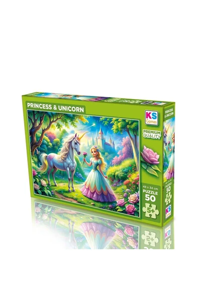 Ks Puzzle Prenses ve Tekboynuz 50 Parça ürün görseli 1