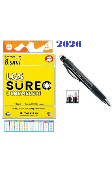 Tonguç Yayınları 8. Sınıf LGS Süreç Denemeleri ve Faber 0.7 Mm Siyah Grip Plus Versatil Kalem ürün görseli 1