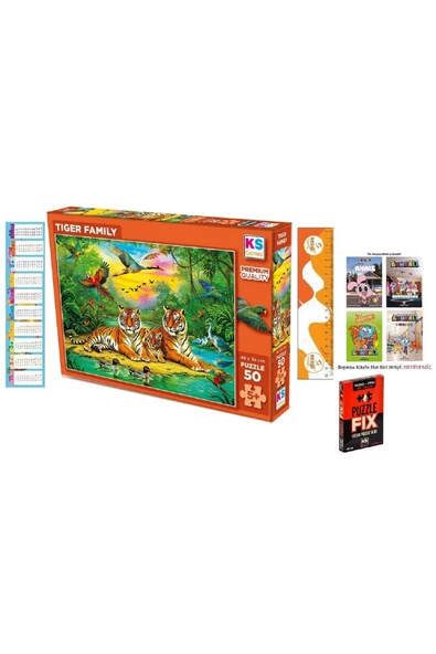 Ks Games KS Tıger Famıly 50 Parça Puzzle (48x34 cm) ve 4 Adet Lisanslı The Gumball Boyama Kitabımız ürün görseli 1