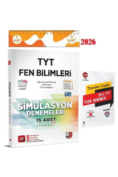 3D Yayınları 3D TYT 3D Simülasyon Fen Bilimleri Denemeleri 2026 YENİ ve HEDİYE TYT Dersler Cepte Fizik Denemesi ürün görseli 1
