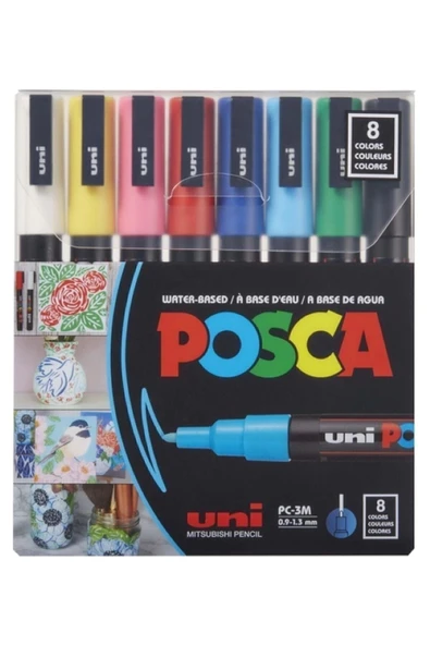 UNİ-BALL Uni Posca Su Bazlı Marker Pc-3m 8 Ana Renk 0,9-1,3mm ürün görseli 1