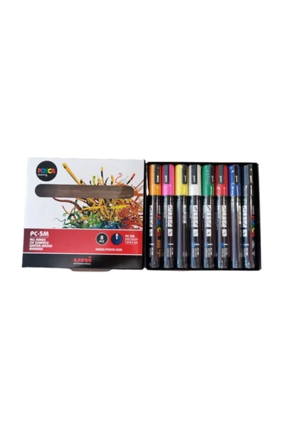 POSCA Unı Pc-5m 8'li Set Ana Renkler ürün görseli 1