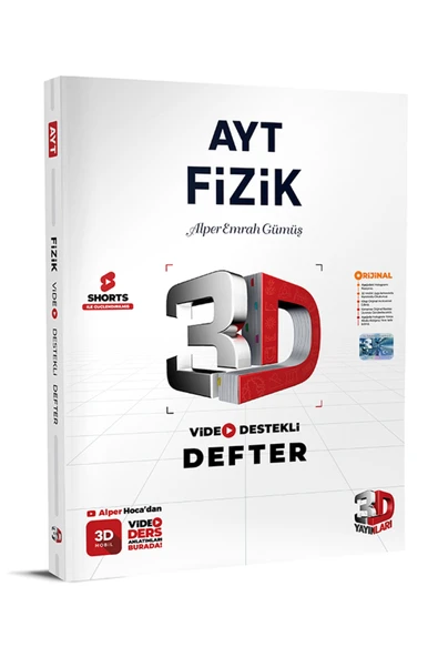 3D Yayınları AYT Video Destekli Defter VDD Fizik 2024 2025 Yeni Baskı Sezon yeni müfratadat ürün görseli 1