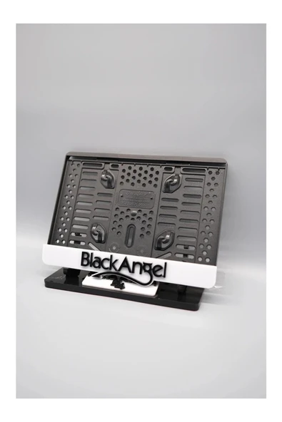 Black Angel 3D Kabartmalı Beyaz Pleksi Motor Plakalık ürün görseli 1