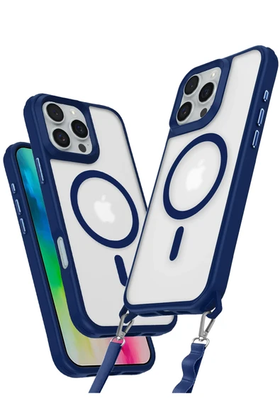 İPhone 16 Pro Max Uyumlu Manyetik Magsafe Destekli Askı Aparatlı Darbe Emici Kılıf ürün görseli 1