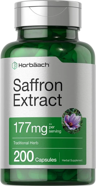 Horbaach Saffron Extract 177mg per serving 200 Capsules ürün görseli 1