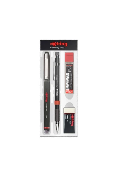 Rotring Ofis Seti,Siyah,0.7 Roller ve Versatil Kalem,Silgi,Uç Hediyeli ürün görseli 1