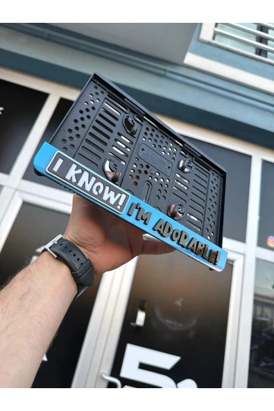 I Know! I'm Adorable 3D Kabartmalı Mavi Pleksi Motor Plakalık ürün görseli 1
