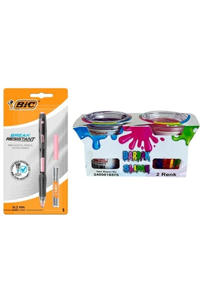 Bic Break Versatil Kalem 1 kalem +1 silgi +Uç ---Pembe Renk ve Sino Bardak Slime 2'Li (Renk Stok Durumuna Göre Değişir) ürün görseli 1