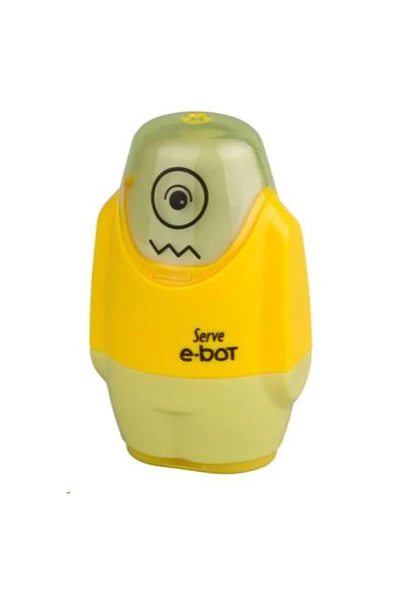 Serve E-Bot Silgili Kalemtraş FOSFORLU SARI ürün görseli 1