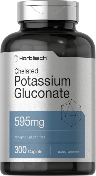 Horbäach Chelated Potassium Gluconate 595 mg 300 Caplets ürün görseli 1