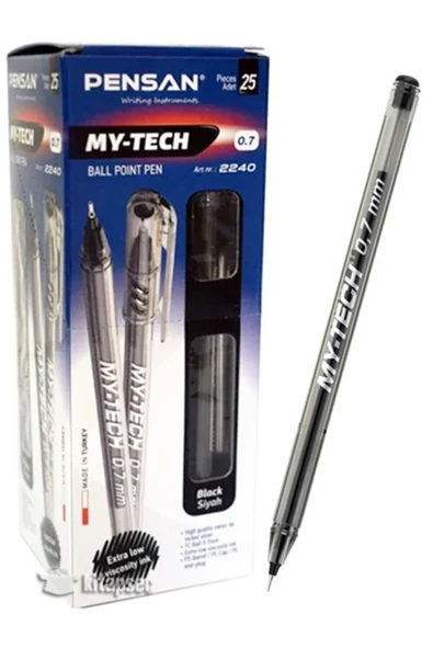 Pensan My-Tech 0.7 Siyah Tükenmez Kalem 25 li Paket ürün görseli 1