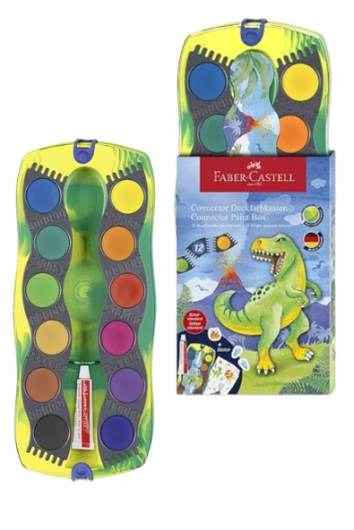 Faber Castell 12 Renk Sulu Boya 1 Adet dinozor Suluboya 12 li Değişebilir Tablet Connector ürün görseli 1