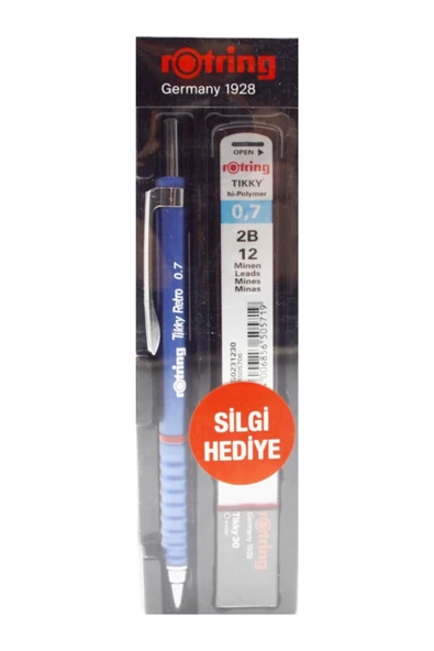 Rotring Okul Seti Versatil Kalem Tikky Retro 0.7+Min Silgi Hediyeli Mavi ürün görseli 1