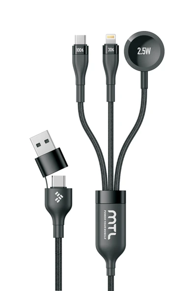 5in2 Hızlı Şarj Kablosu 100W PD Type-C Lightning Apple Watch İle Uyumlu USB ve Type-C MT2516 ürün görseli 1