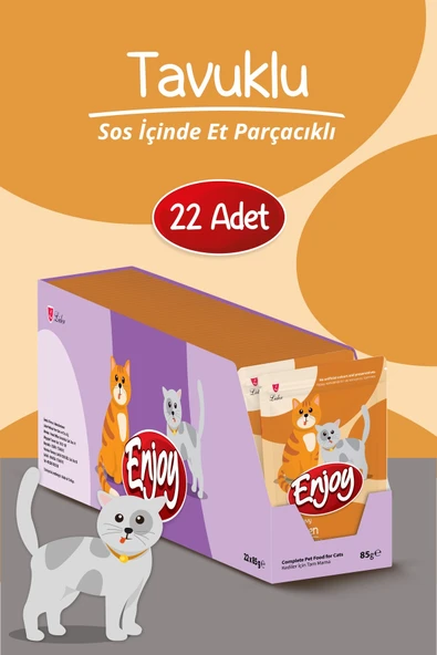 Enjoy Tavuk Etli Kedi Pouch Yaş Mama 85Gr x 22 Adet ürün görseli 1